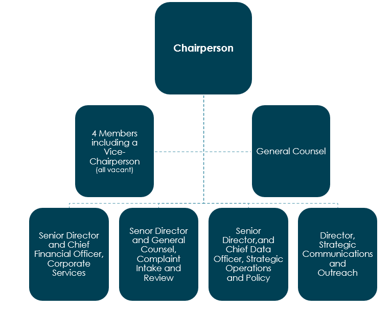 Organizational chart depicting the Commission's structure